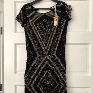 Of Two Minds sequined backless dress Small NWT